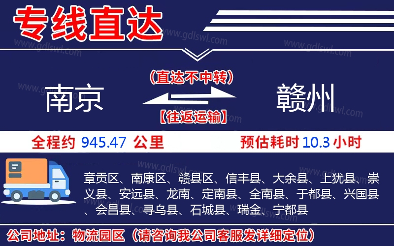 南京到贛州物流公司
