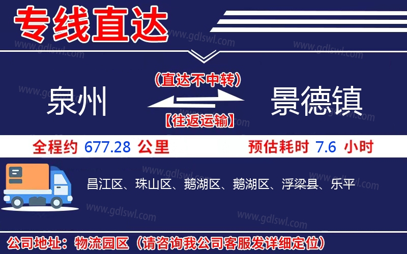 泉州到景德鎮物流公司