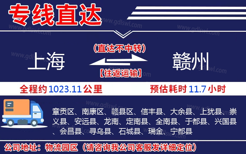 上海到贛州物流公司