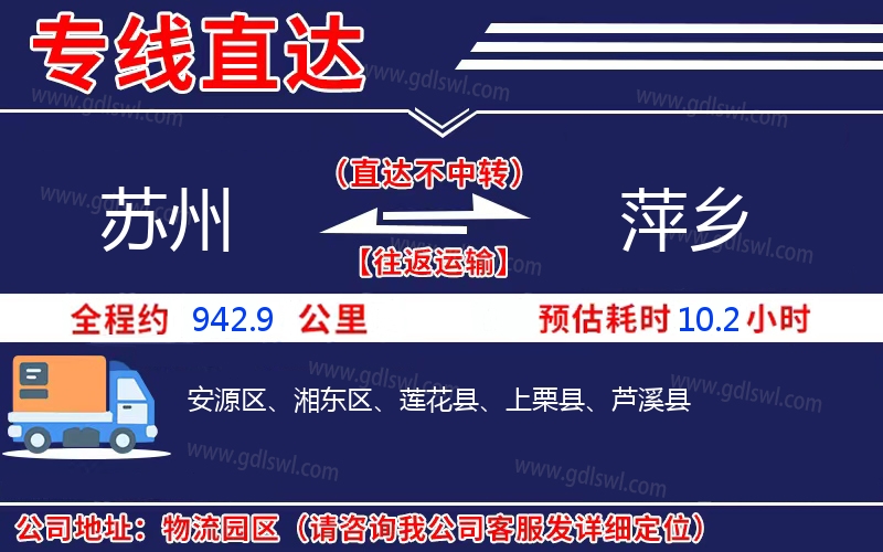 蘇州到萍鄉物流公司