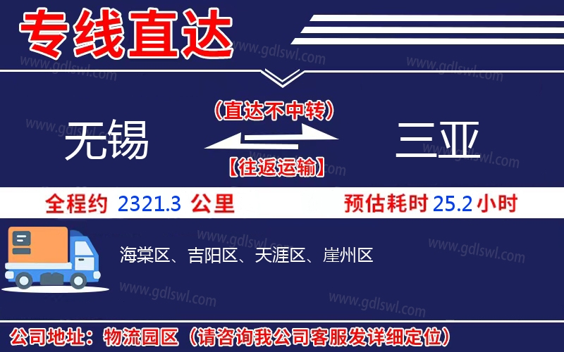 無錫到三亞物流公司