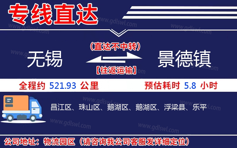 無錫到景德鎮物流公司