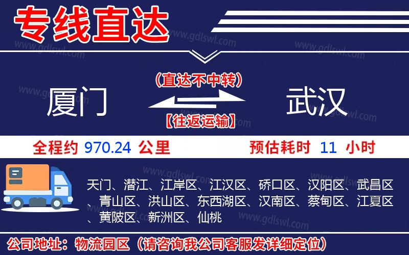 廈門到武漢物流公司